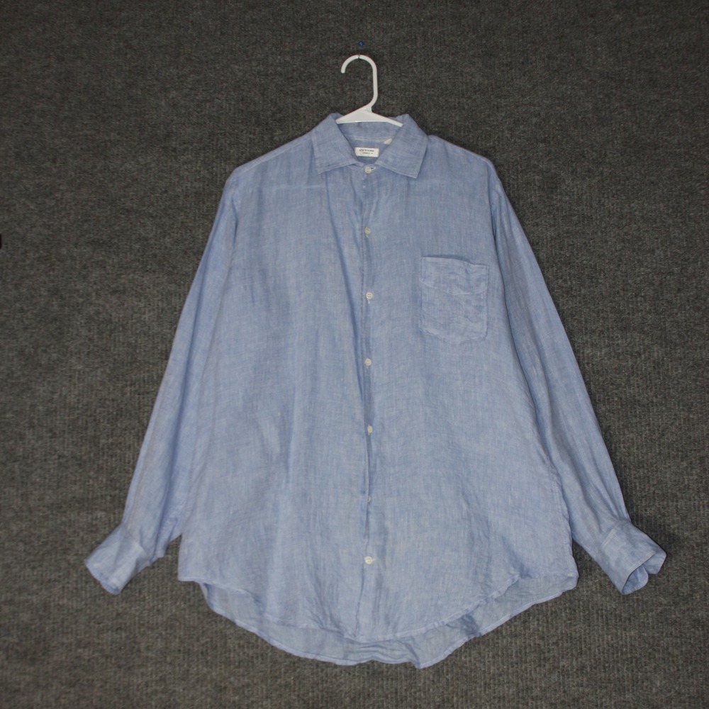Victoire Hommes Button Up Shirt Mens M Blue Linen Made in France Oversized XXL